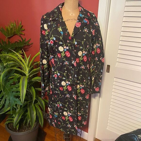 JOHNNY WAS | black multi color floral long jacket S - Picture 1 of 9